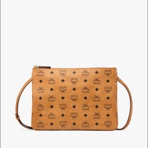 MCM Crossbody Pouch in Visetos Original -Cognac